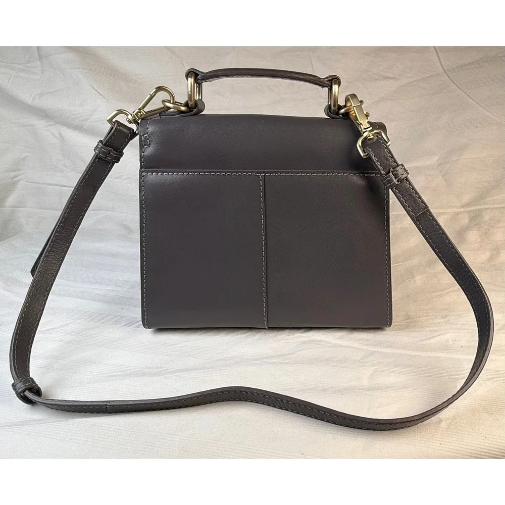 Radley London Gray Leather Leopard Haircalf Crossbody Satchel Bag